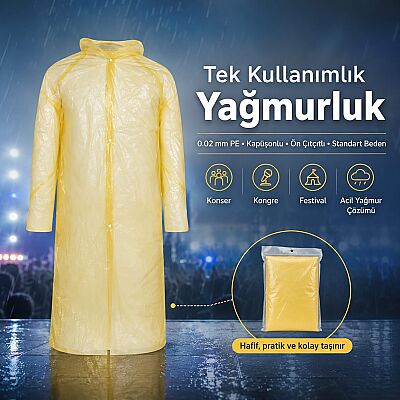 Izrasa YPS PE Tek Kullanımlık Yağmurluk | Kullan At Poşet Yağmurluk - 1
