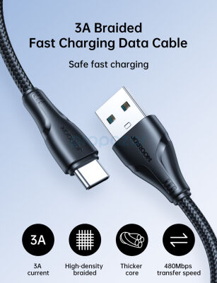 JOYROOM S-UC027A11 3A USB A-TYPE C 1.2M-BLACK - 2