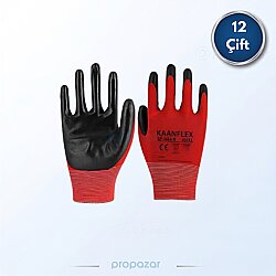 Kaanflex Kırmızı Siyah Nitril İş Eldiveni KF-444-R - 12li Paket - Starline İş Güvenliği Ürünleri