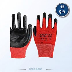Kaanflex Kırmızı Siyah Nitril İş Eldiveni KF-777-R - 12li Paket - Starline İş Güvenliği Ürünleri