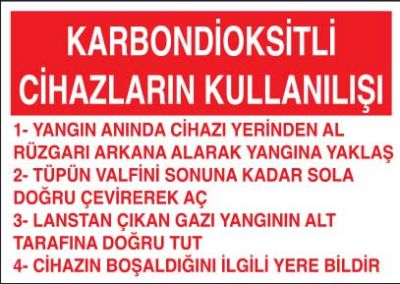 Karbondioksit Yangın Tüpü Kullanılışı Levhası - Tabelası - 1