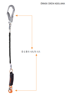 Kaya Safety E1BK4BK6 Tek Kollu Şok Emicili 1,20mt Lanyard - 1