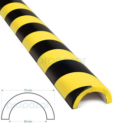 Boru Profil Koruyucu O1 - Model : O - 1 Metre - 70X50Mm - Tip : R50 R30 - PuffyGuard Propuffy Kenar Köşe Koruma Profilleri