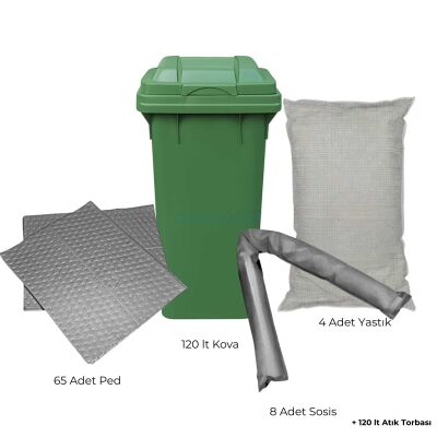 PROPAZAR KT-MEDIUM 120 LT Genel Emici Döküntü Kiti | Universal Spill Kit (Gri) - 1