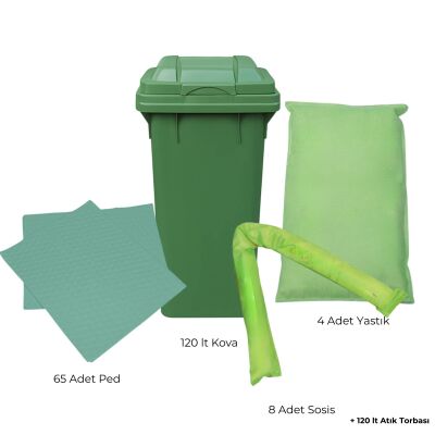 PROPAZAR KT-MINI 120 LT Kimyasal Emici Döküntü Kiti | Asit & Kimyasal Spill Kit (Yeşil) - 1