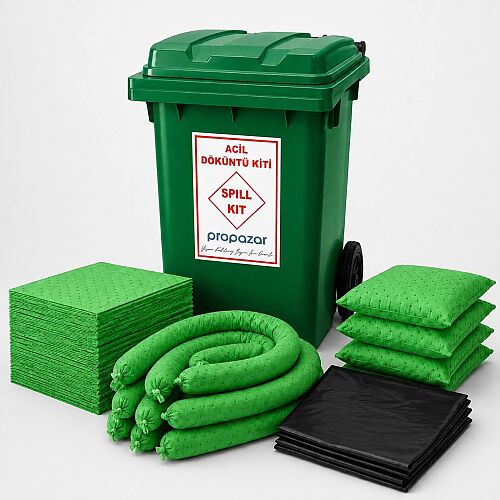 PROPAZAR KT-MINI 120 LT Kimyasal Emici Döküntü Kiti | Asit & Kimyasal Spill Kit (Yeşil) - 1
