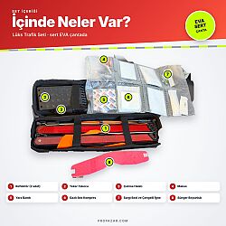 Lüks Trafik Seti EVA Sert Çantalı (2 Reflektör, Takoz, Çekme Halatı, İlk Yardım, Boyunluk) - Propazar