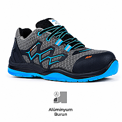Mekap RMK-94 S1 Mikrofiber Deri Gri Mavi Alüminyum Burun İş Ayakkabısı - Mekap İş Ayakkabıları
