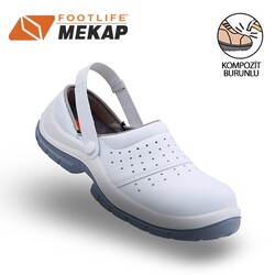 Mekap Slipper ATP- 92 Beyaz S1 SRC Kompozit Burunlu Sandalet - Mekap İş Ayakkabıları
