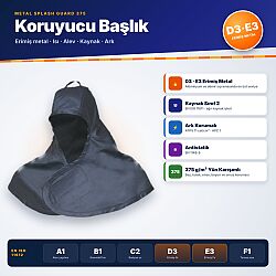Metal Splash Guard 375 Metal Eriyiklerinden Koruyucu Başlık – EN ISO 11612 D3 E3, Kaynak Sınıf 2, Ark Korumalı - FyrPro