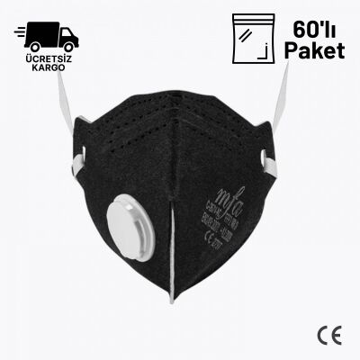 MFA C-267V AC FFP2 Aktif Karbonlu Ventilli Toz Koku Maskesi 60lu Paket - 1