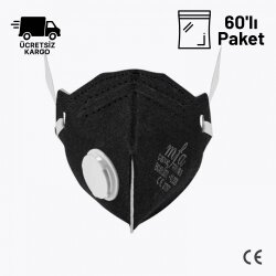 MFA C-267V AC FFP2 Aktif Karbonlu Ventilli Toz Koku Maskesi 60lu Paket - MFA Maske Modelleri