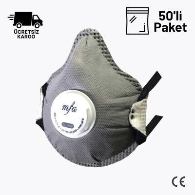 MFA F-267V AC FFP2 Toz Maskesi Ventilli Aktif Karbon EKO 50li Paket - 1