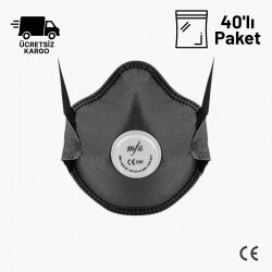 MFA F-267V AC FFP2 Toz Maskesi Ventilli Aktif Karbonlu 40lı Paket - 1