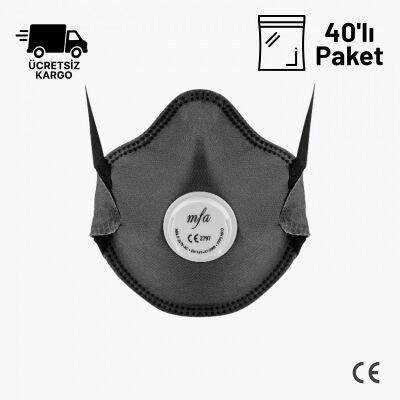 MFA F-267V AC FFP2 Toz Maskesi Ventilli Aktif Karbonlu 40lı Paket - 1
