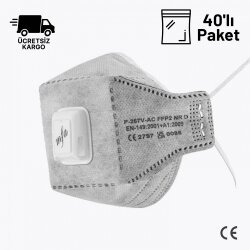 MFA P-267V-AC FFP2 NR D Aktif Karbonlu Ventilli Toz Maskesi 40lı Paket - 1