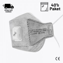 MFA P-367V-AC FFP3 Aktif Karbonlu Ventilli Toz Maskesi 40lı Paket - MFA Maske Modelleri