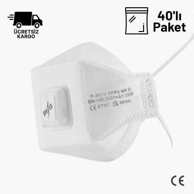 MFA P-367V FFP3 NR Toz Maskesi Ventilli 40lı Paket - 1