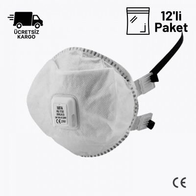 MFA PR-7730 FFP3 R D Ventilli Toz Maskesi - Çok Kullanımlık 12li Paket - 1