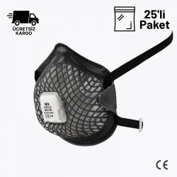 MFA S-367V AC FFP2 NR D Toz Maskesi Ventilli Karbonlu 25li Paket - MFA Maske Modelleri