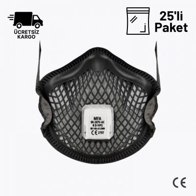 MFA SR-267V AC FFP2 R D Asit Toz Maskesi Ventilli Çok Kullanımlık 25li Paket - 1