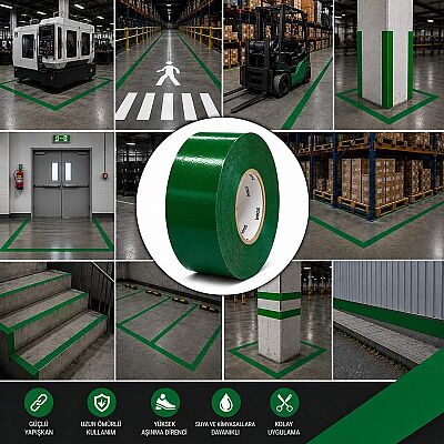 Mfk 8200E Yer İşaretleme Bandı Yeşil 5 Cm 30 M - 1