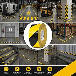 MFK 8250G Yer İşaretleme Bandı Sarı Siyah 10 Cm x 30 M - MFK