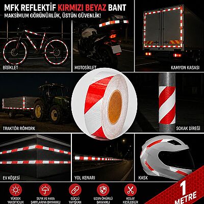 MFK 8401 5cm Kırmızı Beyaz Reflektif Bant - 1