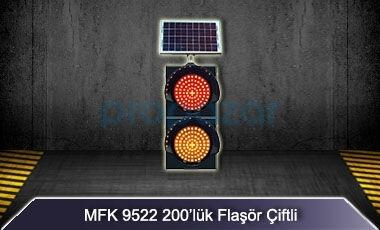 Mfk 9522 Sarı Kırmızı Flaşör Güneş Enerjili ve Ledli Akülü 200lük - 1
