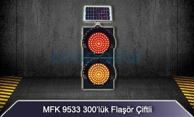 Mfk 9533 Sarı Kırmızı Flaşör Güneş Enerjili ve Ledli Akülü 300lük - 1