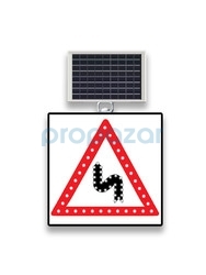 Mfk 9602 Sola Devamlı Viraj Ledli Güneş Enerjili Yol Tabelası - 2