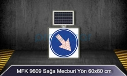 Mfk 9609 Ledli Güneş Enerjili Sağa Mecburi Yön Tabelası - 1