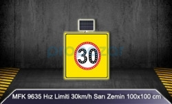 Mfk 9635 Hız Limiti 30 Güneş Enerjili Ledli Uyarı Levhası - 1
