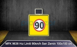 Mfk 9638 Hız Limiti 90 Güneş Enerjili Ledli Uyarı İkaz Levhası - 1