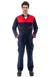 MyForm 10102 Rescue Tam Boy İş Tulumu Lacivert Kırmızı - Myform İş Kıyafetleri