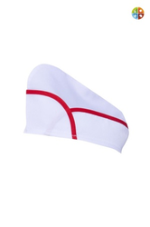 MyForm 11106 Profesyonel Aşçı Kayık Kep Beyaz Kırmızı - Myform İş Kıyafetleri
