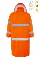 MyForm 16102 OLYMPUS Yüksek Görünürlüklü Pardesü Tip Yağmurluk Turuncu - Myform İş Kıyafetleri