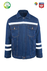 MyForm 3109 Sona Denim Kot İş Montu Mavi - Myform İş Kıyafetleri