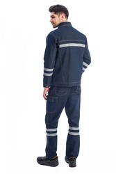 Myform 3110 Sona Denim Kot Kapitoneli İş Montu Mavi - 5