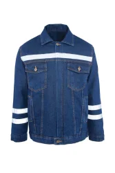Myform 3110 Sona Denim Kot Kapitoneli İş Montu Mavi - 2