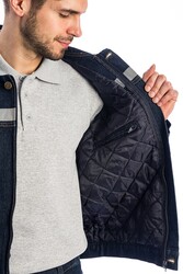 Myform 3110 Sona Denim Kot Kapitoneli İş Montu Mavi - Myform İş Kıyafetleri