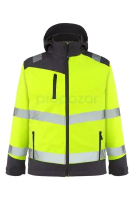 Myform 3132 Hi-Vis Softshell Kapüşonlu Mont Sarı - 1