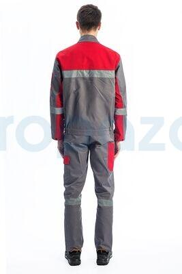 MyForm 5121 Olimpia Takım İş Kıyafeti Gri Kırmızı - 4