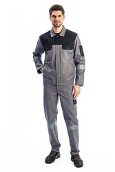 MyForm 5121 Olimpia Takım İş Kıyafeti Gri Siyah - Myform İş Kıyafetleri