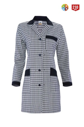 MyForm - 6101 Bayan Ekose Cildadiye Beyaz Siyah - Myform İş Kıyafetleri