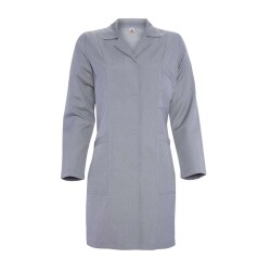 MyForm 6105 Cepli ve Kuşaklı Bayan İş Önlüğü Gri - Myform İş Kıyafetleri