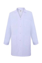 MyForm 6106 Cepli ve Kuşaklı Erkek İş Önlüğü Beyaz - Myform İş Kıyafetleri