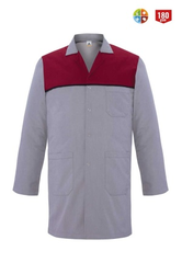 MyForm - 6107 Erkek Robalı İş Önlüğü Gri Bordo - Myform İş Kıyafetleri