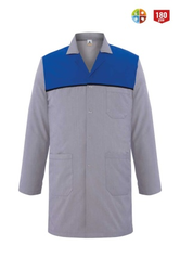 MyForm - 6107 Erkek Robalı İş Önlüğü Gri Saks Mavi - Myform İş Kıyafetleri