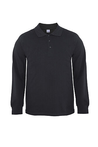 Myform 8153 Comfort Polo Yaka Uzun Kollu Pike T-shirt Siyah - 1